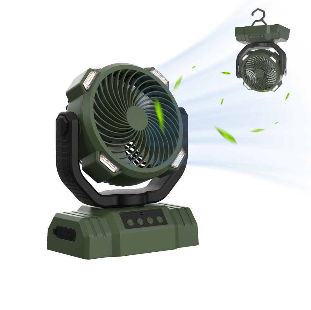 Ventilador de Camping con Power Bank y Luz LED - Batería hasta 20.000 mAh