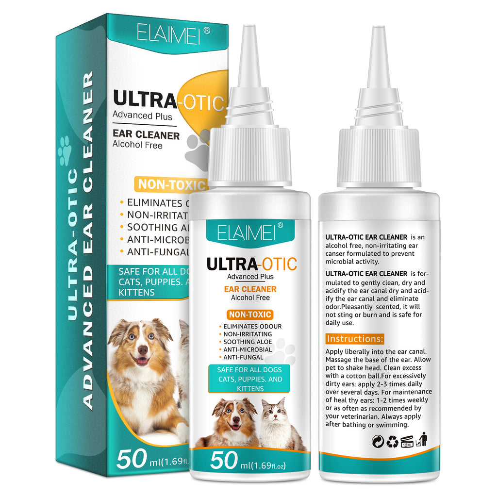 Limpiador de Oídos para Mascotas 50ml - Higiene Suave para Perros y Gatos