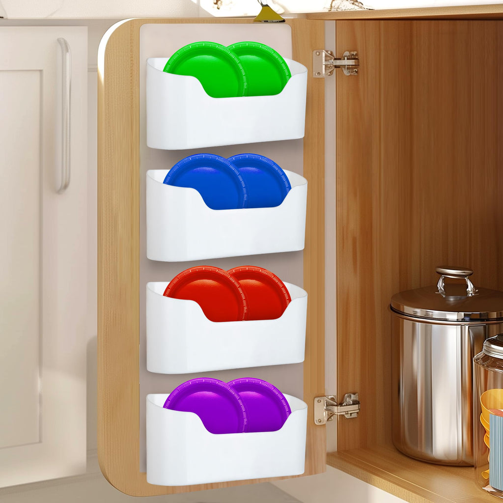 Pack de 4 Organizadores de Tapas Adhesivos para Puertas de Armario, Montaje en Pared y Puertas de Armarios, para Especias Pequeñas y Organización de Condimentos en Neveras, Organizadores de Cocina para Despensa y Hogar