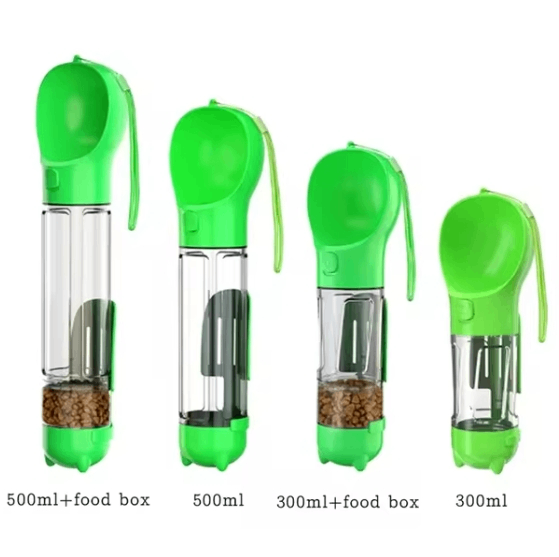 Botella de Agua Portátil 3-en-1 y Dispensador de Comida para Perros