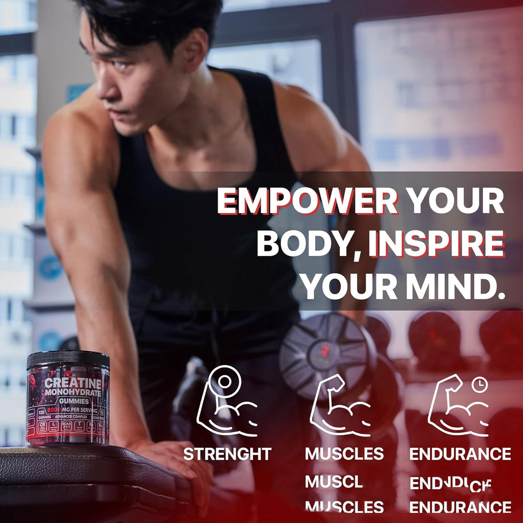 Gominolas Muscle Boost con Creatina - Energía, Resistencia y Recuperación Muscular (Pack 120)