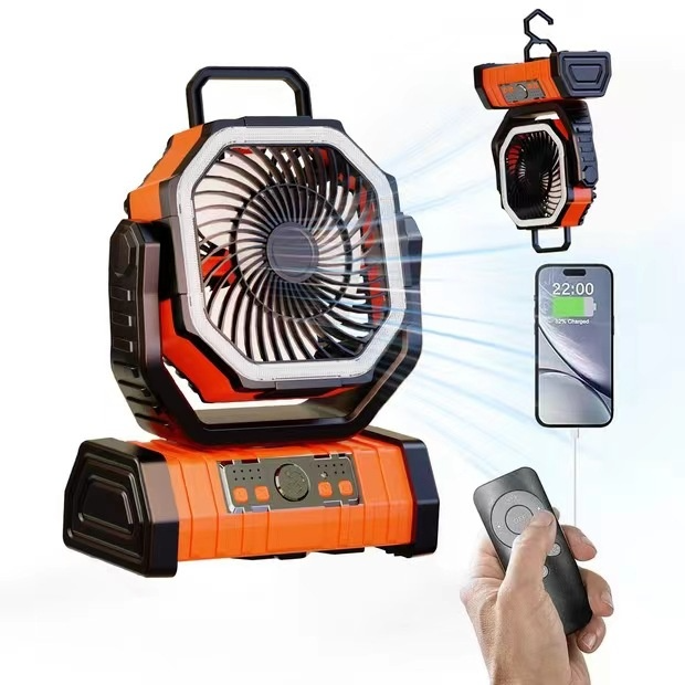 Ventilador de Camping con Power Bank y Luz LED - Batería hasta 20.000 mAh