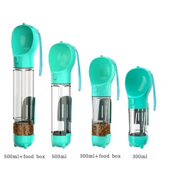 Botella de Agua Portátil 3-en-1 y Dispensador de Comida para Perros