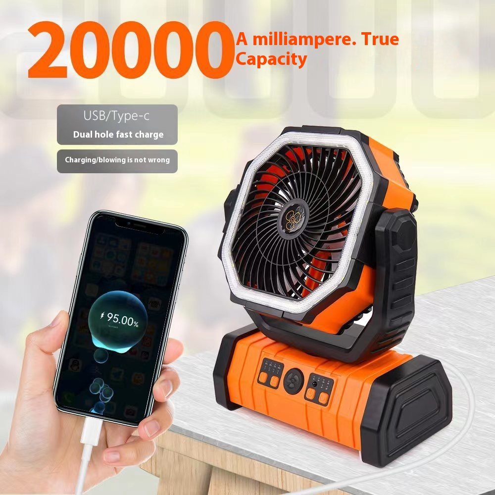 Ventilador de Camping con Power Bank y Luz LED - Batería hasta 20.000 mAh