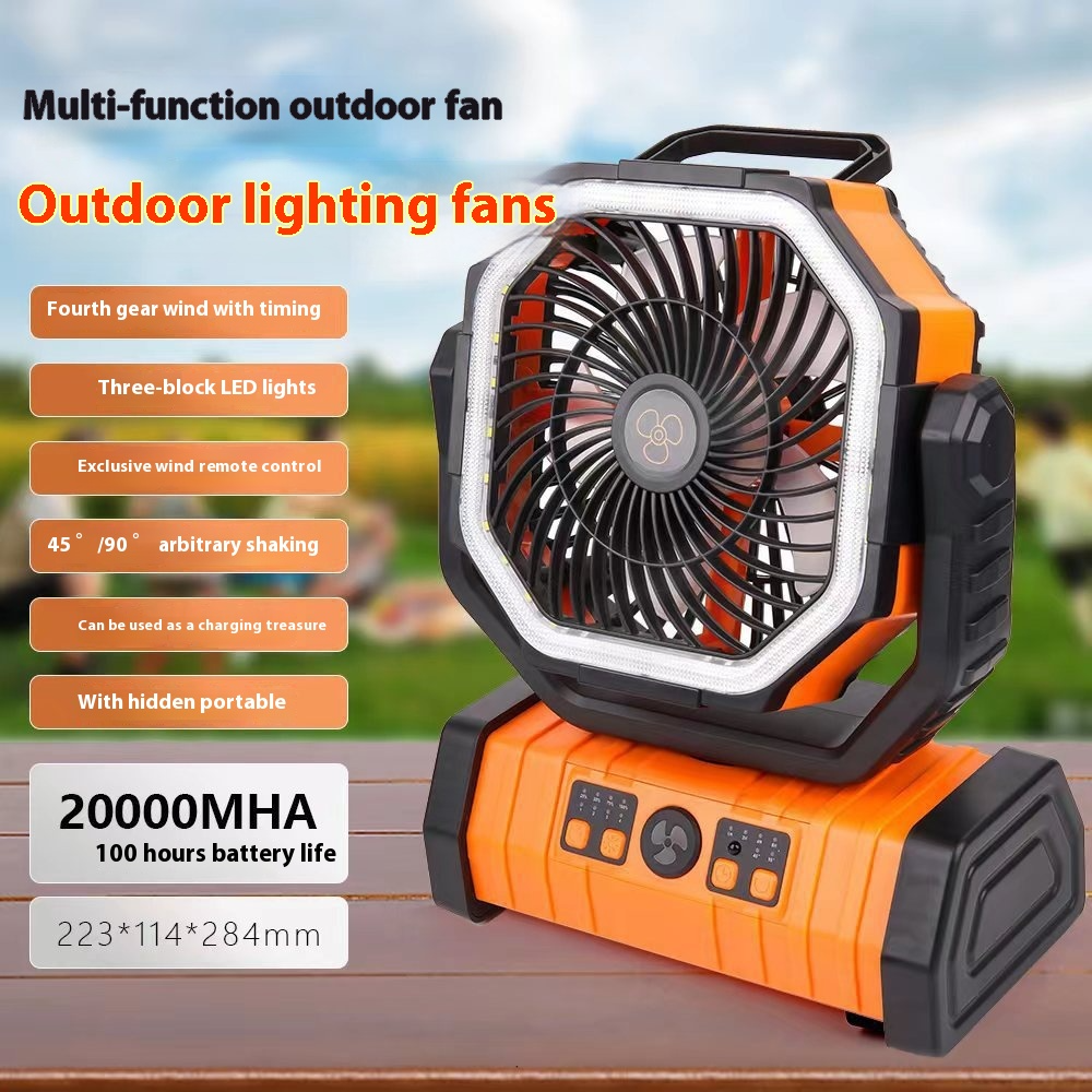 Ventilador de Camping con Power Bank y Luz LED - Batería hasta 20.000 mAh