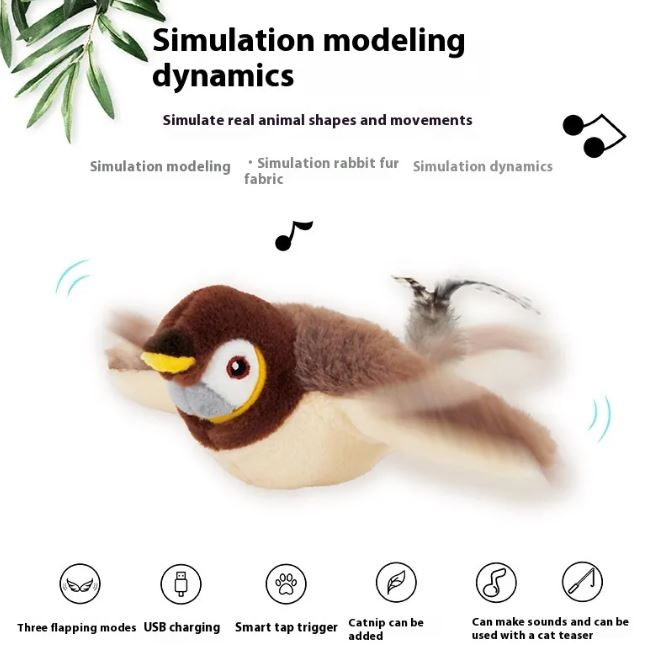 Juguete Pájaro Aletante para Gatos - Estimulación y Ejercicio en Casa