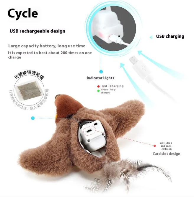 Juguete Pájaro Aletante para Gatos - Estimulación y Ejercicio en Casa