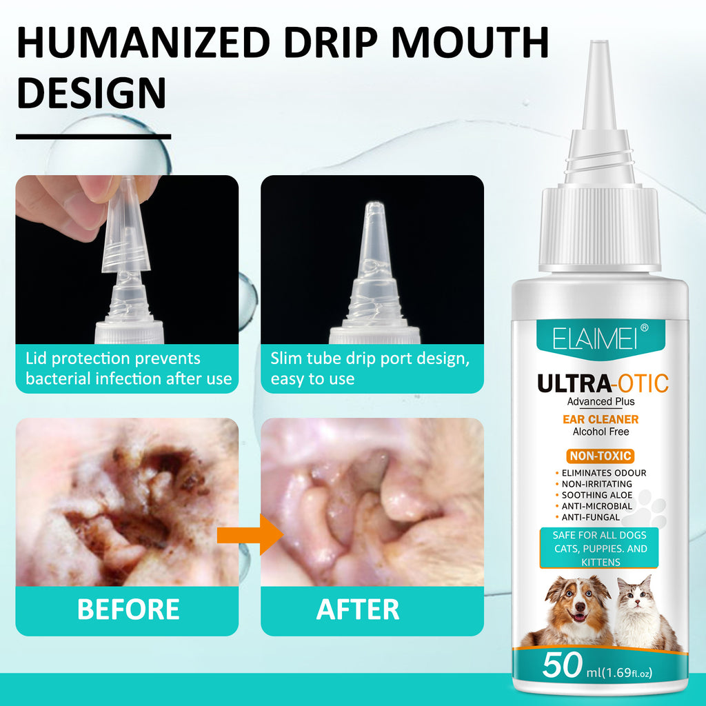 Limpiador de Oídos para Mascotas 50ml - Higiene Suave para Perros y Gatos