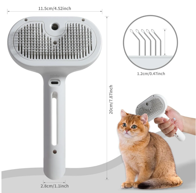 Cepillo Spray para Mascotas - Elimina el Pelo Suelto con Agua Integrada
